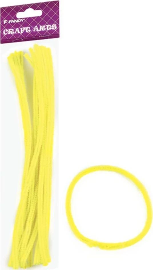 Šenilo vielos strypeliai CRAFT ARTS, Fandy, 6mm x 30cm, 15 vnt., geltonos sp.