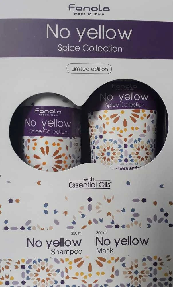 Set Fanola: No Geltona Spice Collection Hair Treatment Kreminis Mask For Neutralisation Of Geltona Tones, 300 ml + No Geltona Spice Collection Hair Šampūnas For Neutralisation Of Geltona Tones, 350 ml
