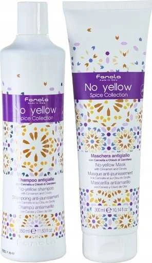 Set Fanola: No Geltona Spice Collection Hair Treatment Kreminis Mask For Neutralisation Of Geltona Tones, 300 ml + No Geltona Spice Collection Hair Šampūnas For Neutralisation Of Geltona Tones, 350 ml