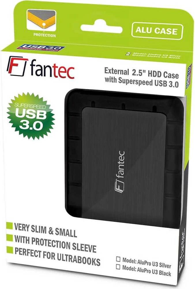 Fantec AluPro U3 dėklas pakuotėje