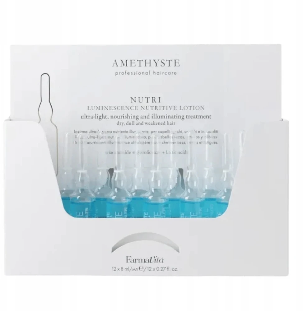 Farmavita Amethyste Nutri skaistinamasis losjonas sausiems ir nusilpusiems plaukams 12 x 8 ml