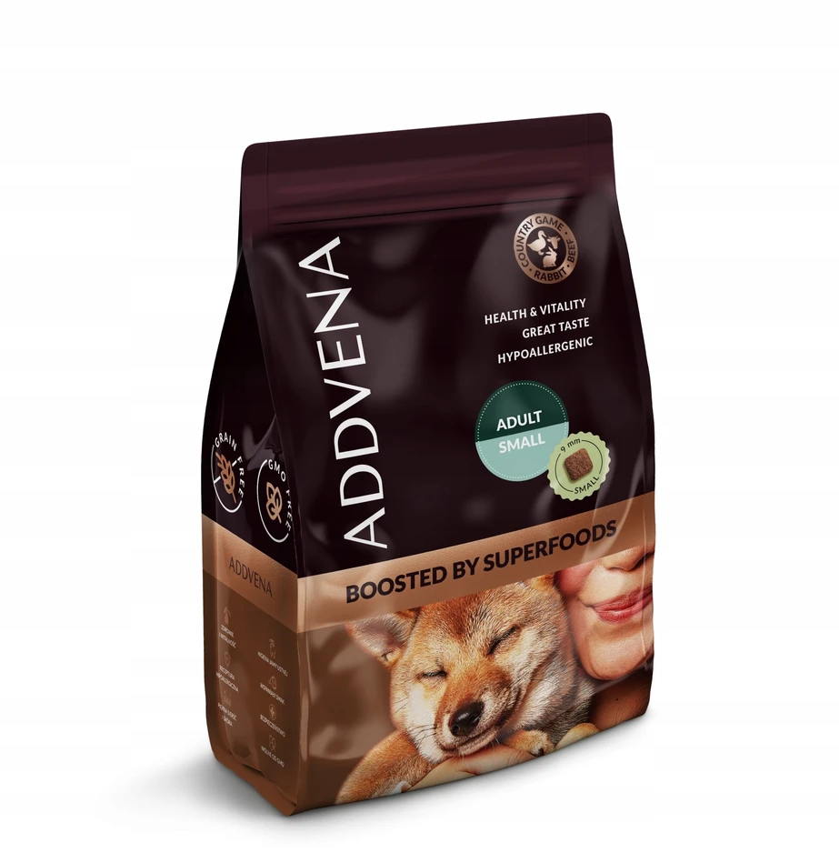 Šunų maistas - ADDVENA Boosted by Superfoods Suaugusiųjų Mažų Jaučių 2.5kg Be Grūdų
