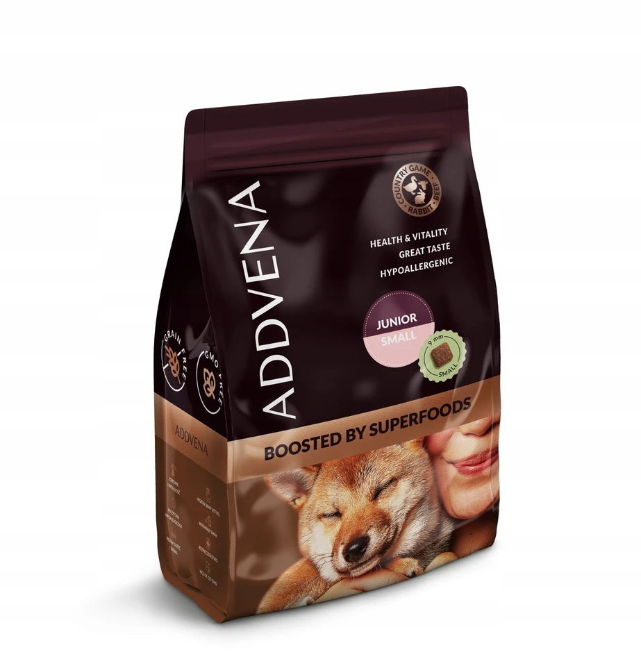 Šunų maistas - ADDVENA Boosted by Superfoods Junior Small jautiena 2.5kg