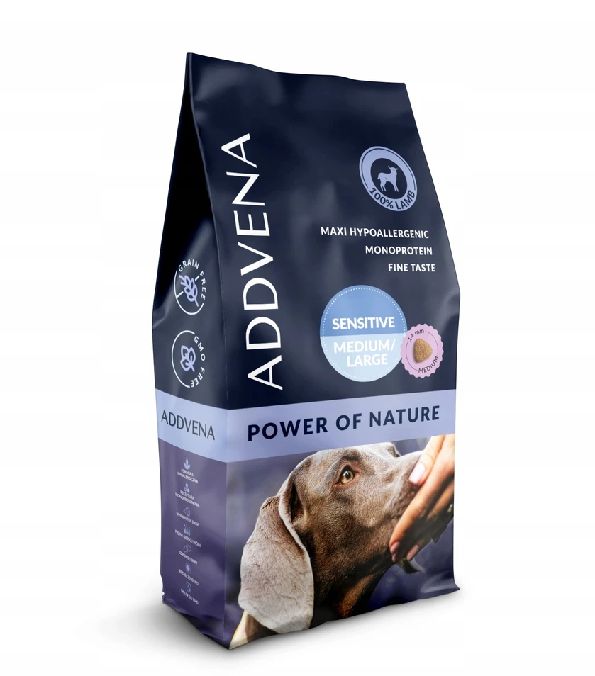 Šunų maistas - ADDVENA Power of Nature Adult Sensitive Medium/Large ėriena 10kg