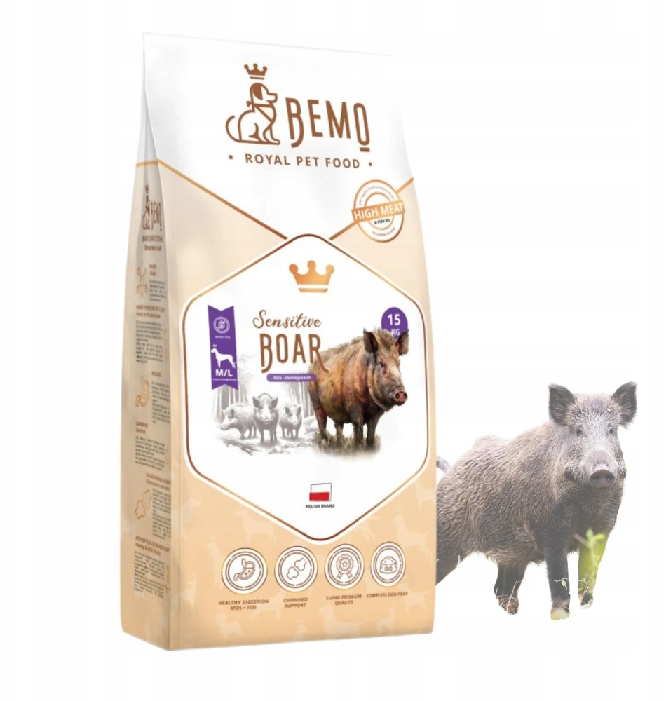 BEMO Sensitive Boar Medium/Large Mono - sausa šunų mėsa - 15kg