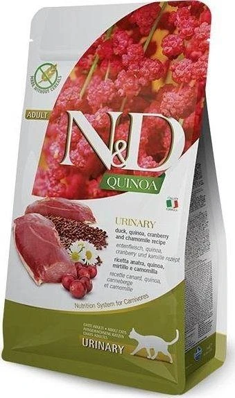 FARMINA N&D QUINOA - sausas kačių maistas suaugusioms šlapimo takų ligoms, antis ir spanguolės, 300g