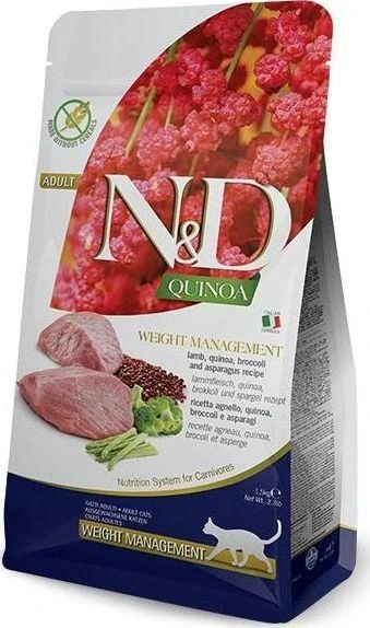 Sausas Kačių Maistas - Farmina N&D Quinoa Svorio Kontrolė Su Aviena Ir Brokoliais 5 Kg