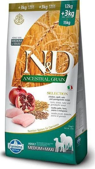Šunų Maistas - Farmina N&d Ancestral Grain Suaugusiems Šunims, 15 Kg.
