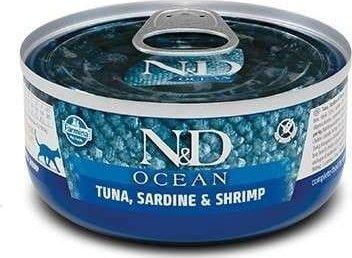 Drėgnas Kačių Maistas - Farmina N&D Ocean Tunų, Sardinių Ir Krevečių 70g