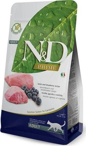 Sausas Kačių Maistas - FARMINA N&D Prime Ėriena Ir Mėlynės 1,5kg