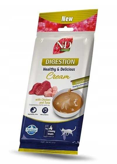 FARMINA N&D Quinoa Cat Digestion Kreminis with vištiena & Tuna box – skanėstas katei – 4x15g