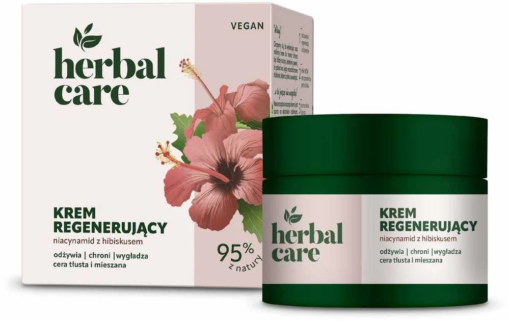 Farmona HERBAL CARE Vegan regeneruojantis kremas su niacinamidu ir hibiscus riebiai ir mišriai odai - dieninis ir naktinis 50 ml