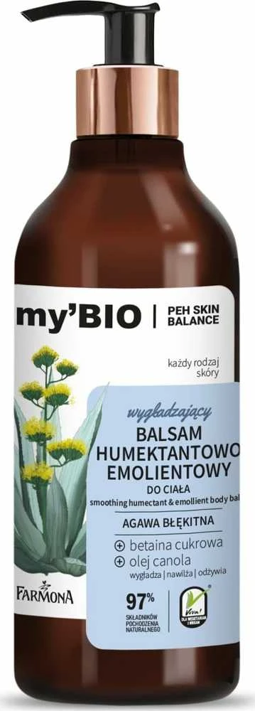 FARMONA my`Bio Smoothing drėkinamasis-minkštinantis kūno losjonas Mėlyna Agave 400 ml