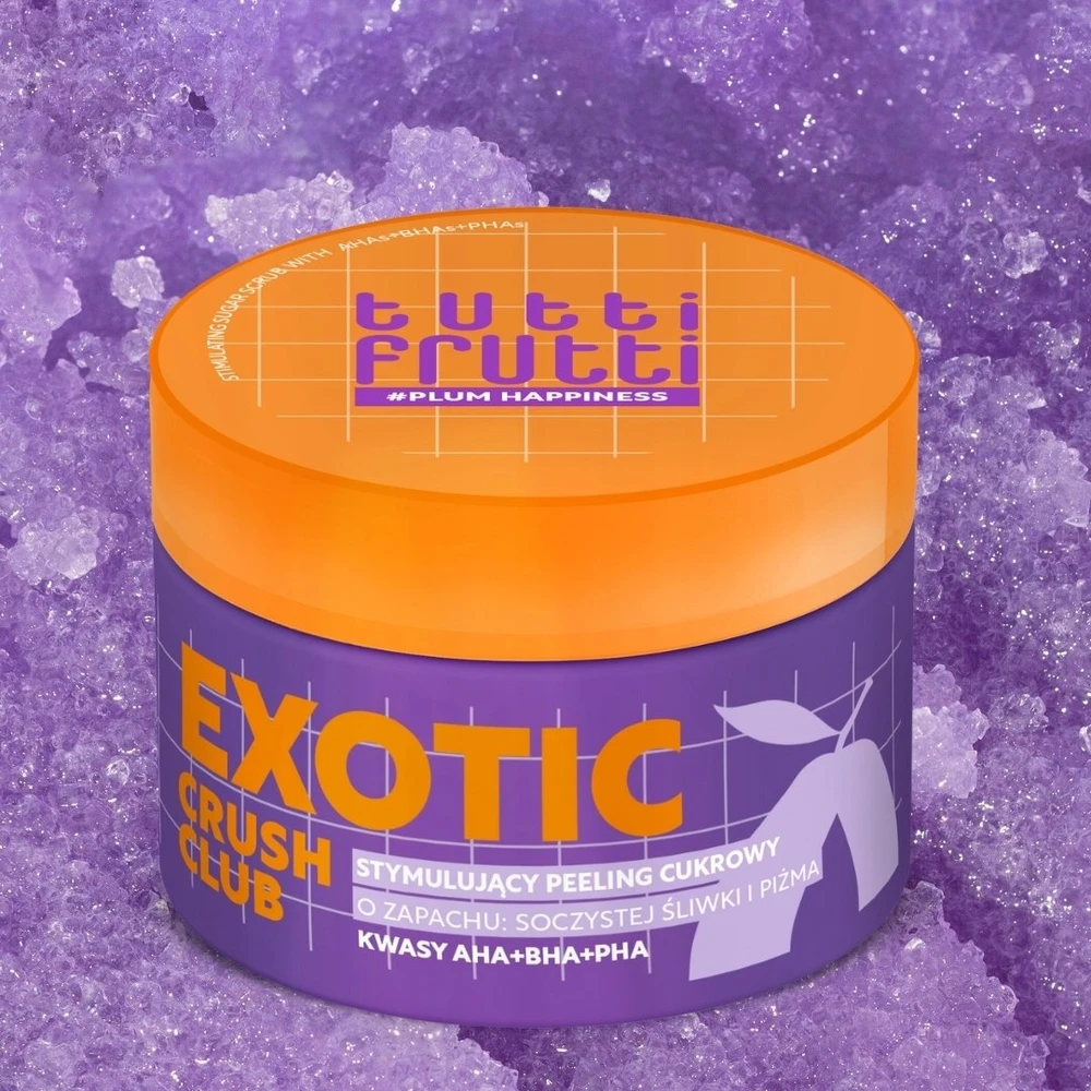 Farmona TUTTI FRUTTI #PlumHappiness Stimuliuojantis cukraus šveitiklis Juodoji slyva + AHA+BHA+PHA rūgštys 250 g