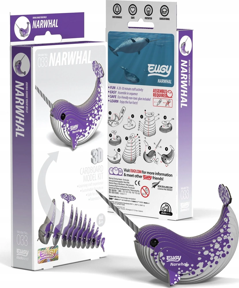 „Fat Brain Toys“ – narvalis Eugy. Ekologiška* 3D dėlionė