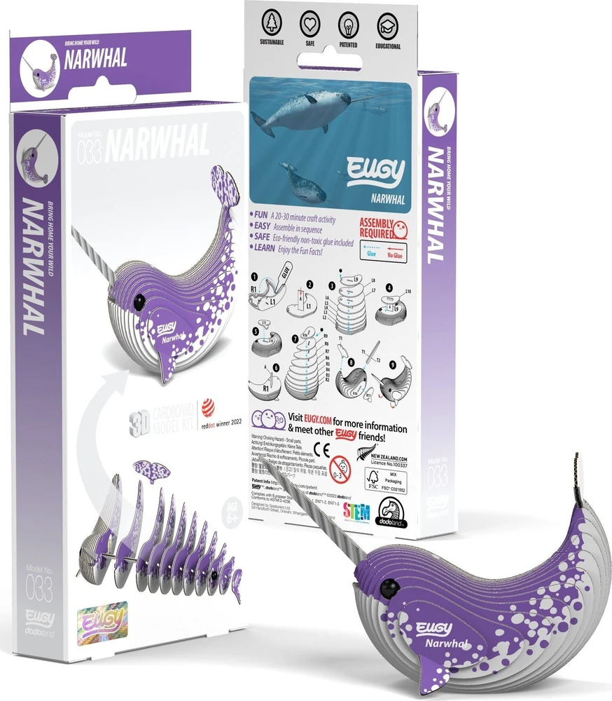 „Fat Brain Toys“ – narvalis Eugy. Ekologiška* 3D dėlionė