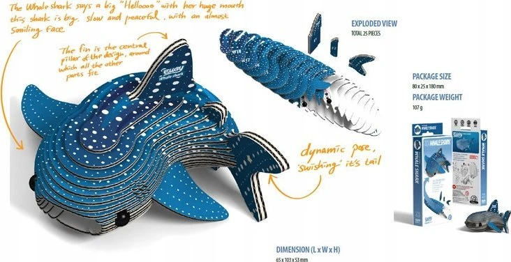 Dėlionė EUGY 3D kartoninis modelis „Bangininis ryklys“