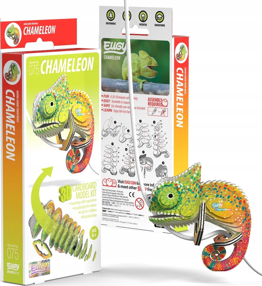 Dėlionė EUGY 3D kartoninis modelis „Chameleonas“