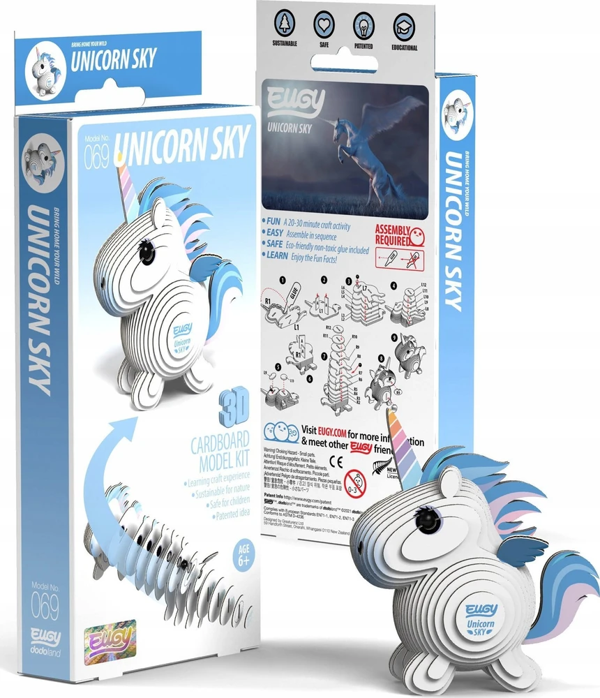 Dėlionė EUGY 3D kartoninis modelis „Vienaragis Debesėlis“