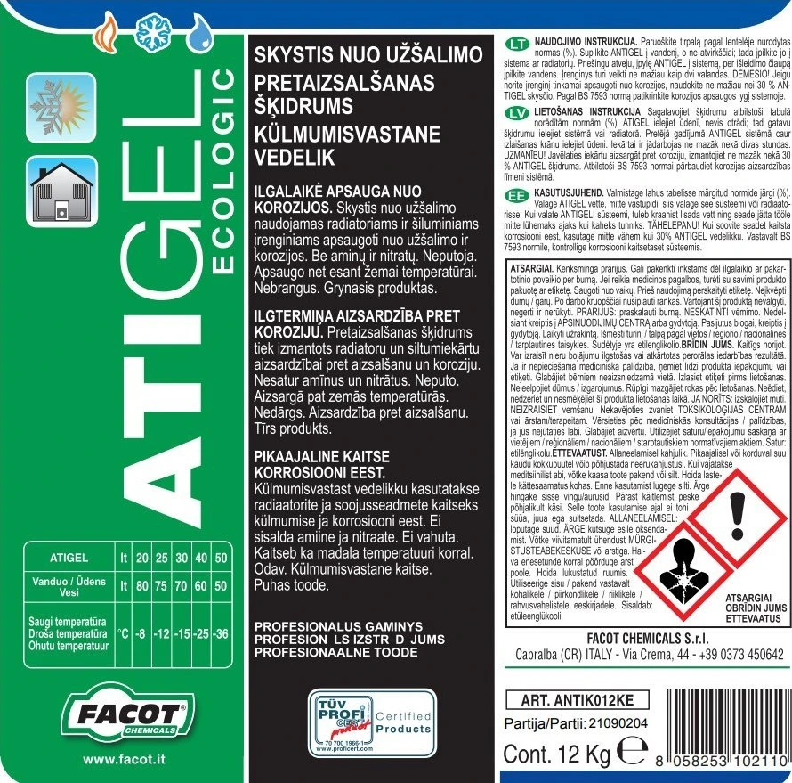Skystis nuo užšalimo, Facot ANTIK012KE, 12 l