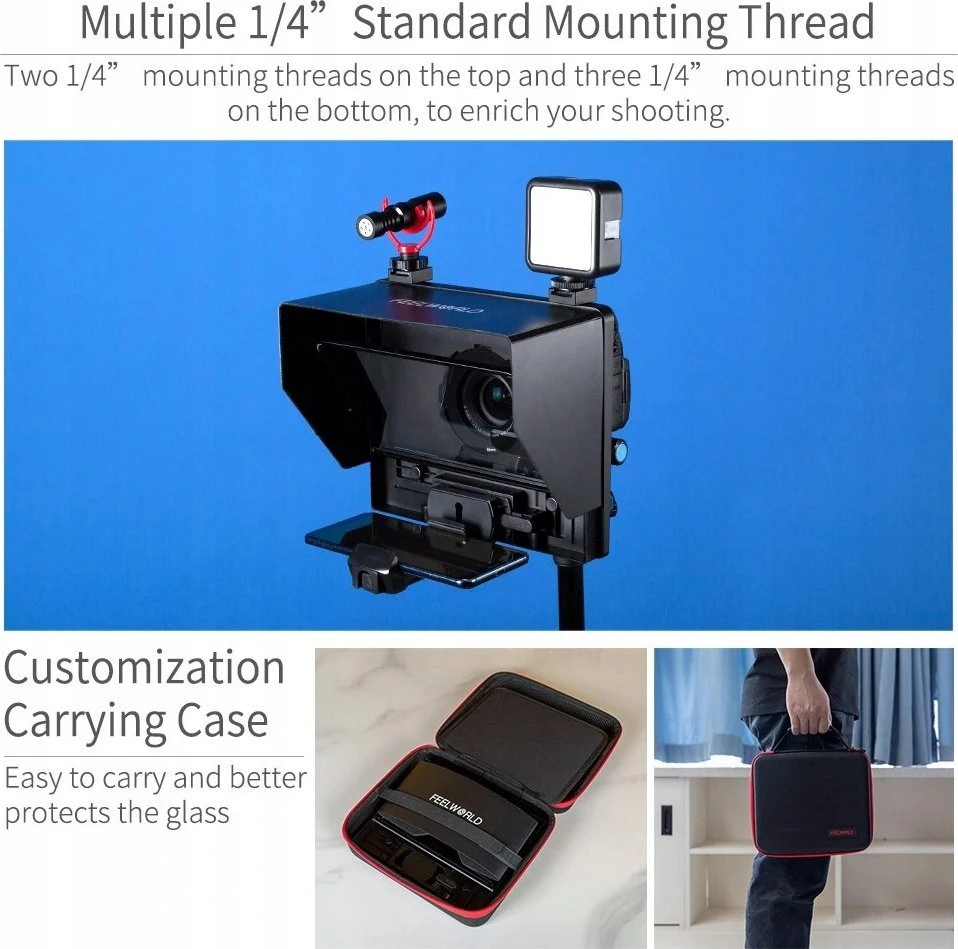 „FEELWORLD TP10“ Nešiojamasis 10 colių sulankstomas teleprompteris