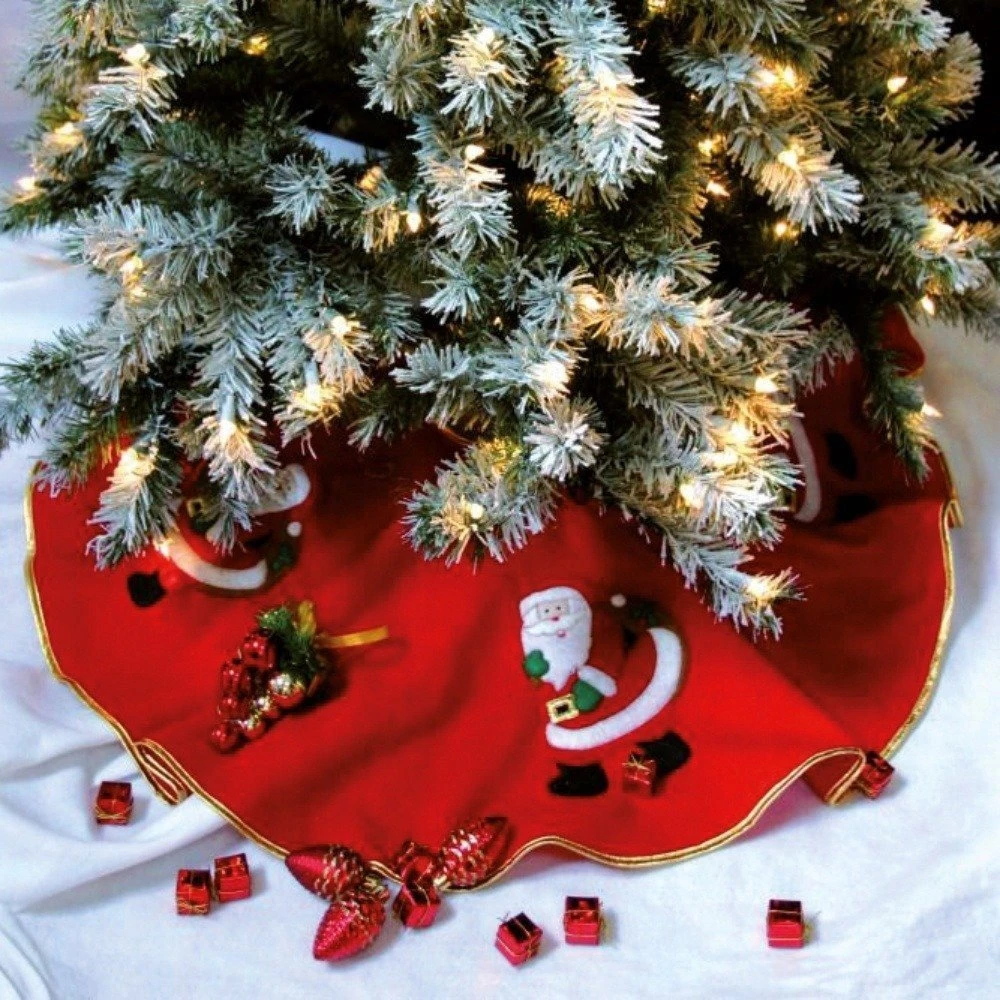 Fééric Lights and Christmas Dekoratyvinis eglutės kilimas su Kalėdų Senelio motyvais, raudonas