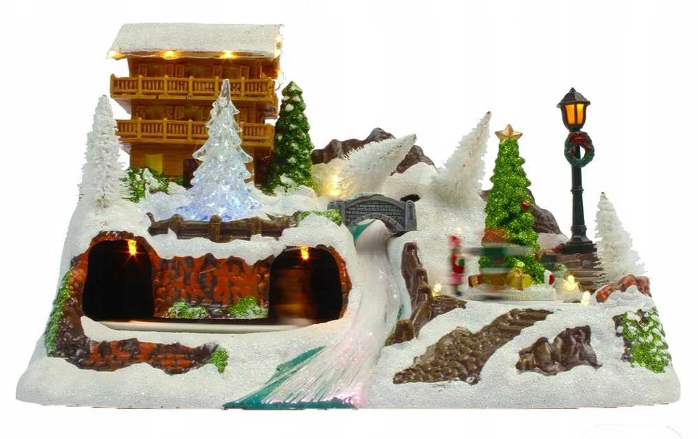 Dekoracja świąteczna Fééric Lights and Christmas Szopka bożonarodzeniowa Domek, su oświetleniem LED