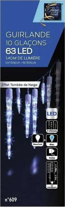 Fééric Lights and Christmas Icicle šviesos grandinėlė 63 LED, mėlyna