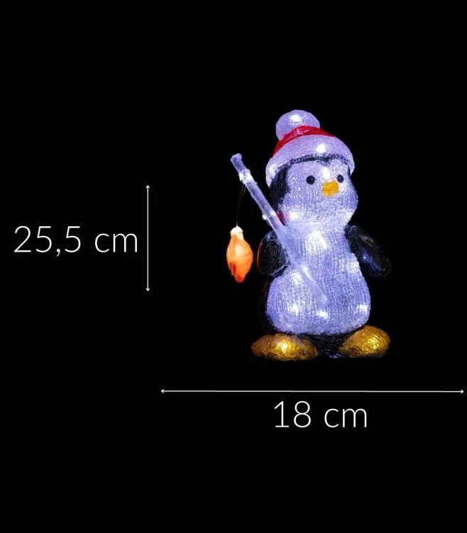 Fééric Lights and Christmas Outdoor Lauko šviesos dekoras, akrilo pingvinas, 30 LED