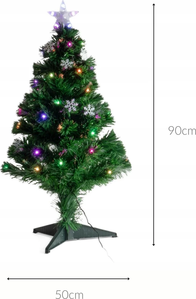 Fééric Lights and Christmas Star Dirbtinė Kalėdų eglutė su apšvietimu ir žvaigžde, 90 cm