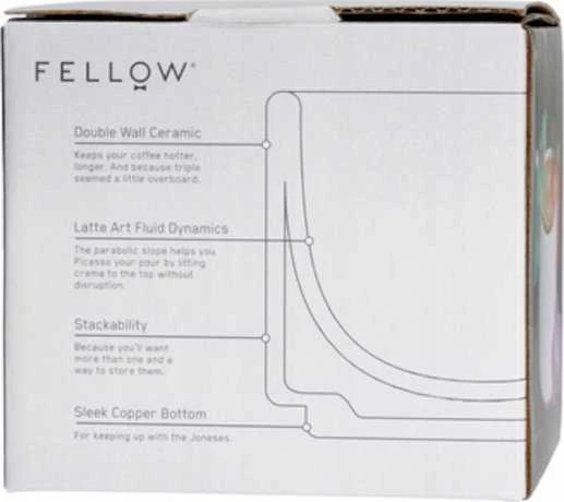 Kapučino puodelis Fellow Monty Milk Art Matte Baltas, 190 ml