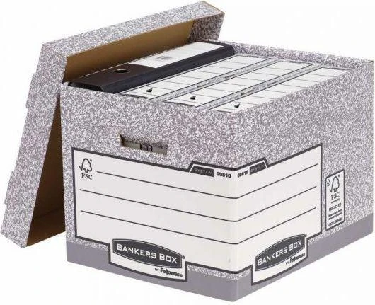 Fellowes Bankers Box System su FSC archyvinė dėžutė su nuimamu dangteliu FastFold, op. 1 vnt. (00810-FFEU)