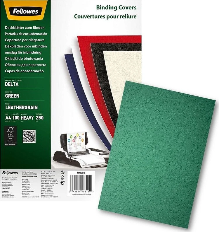 Fellowes Okładki Delta A4 žalia 100 vnt. (FSC)