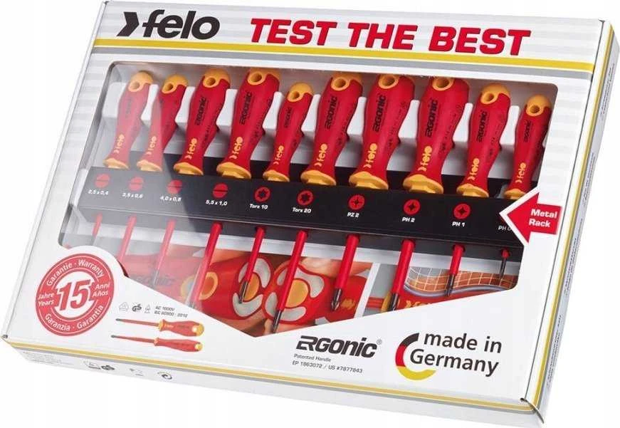 Felo Atsuktuvų rinkinys Ergonic VDE ant bėgelio [10 vnt.]