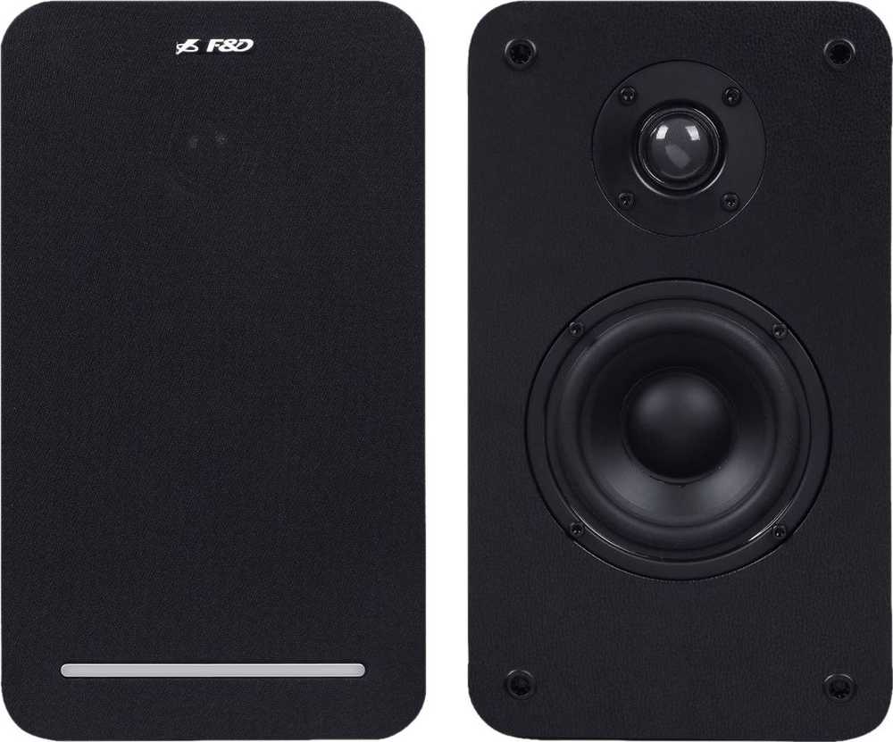 Kompiuterio kolonėlės Fenda F&D R40BT 2.0 daugialypės terpės garsiakalbiai, 60 W RMS (30 Wx2), 2x1 colių aukštų dažnių garsiakalbis + 2x4 colių garsiakalbis, BT 5.0 / optinis / AUX / USB / nuotolinio valdymo pultas / medinis / juodas