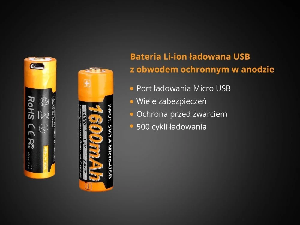 Fenix USB akumuliatorius ARB-L14U (14500 1600 mAh 1,5 V)