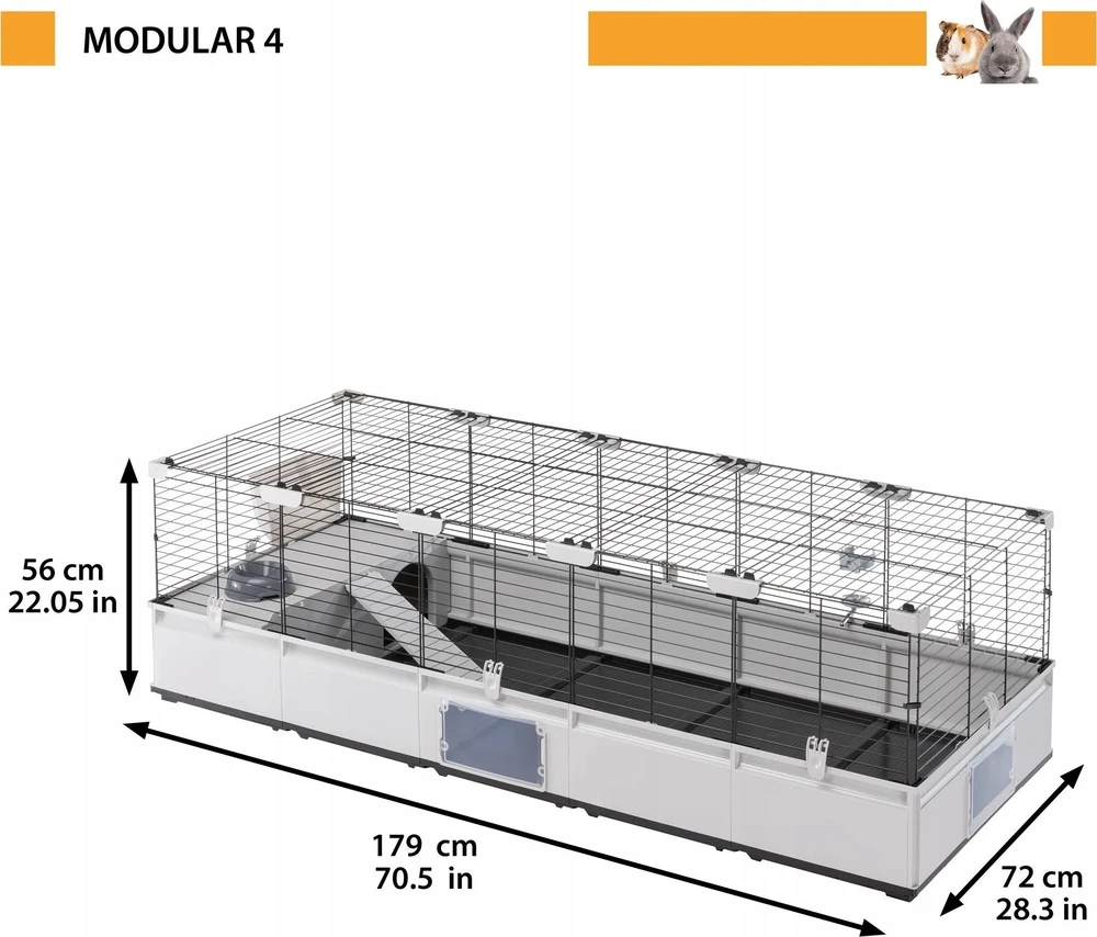 Narvas - Ferplast Modular 4 Triušiui ir Jūrų Kiaulytei 179 x 72 x 56 cm