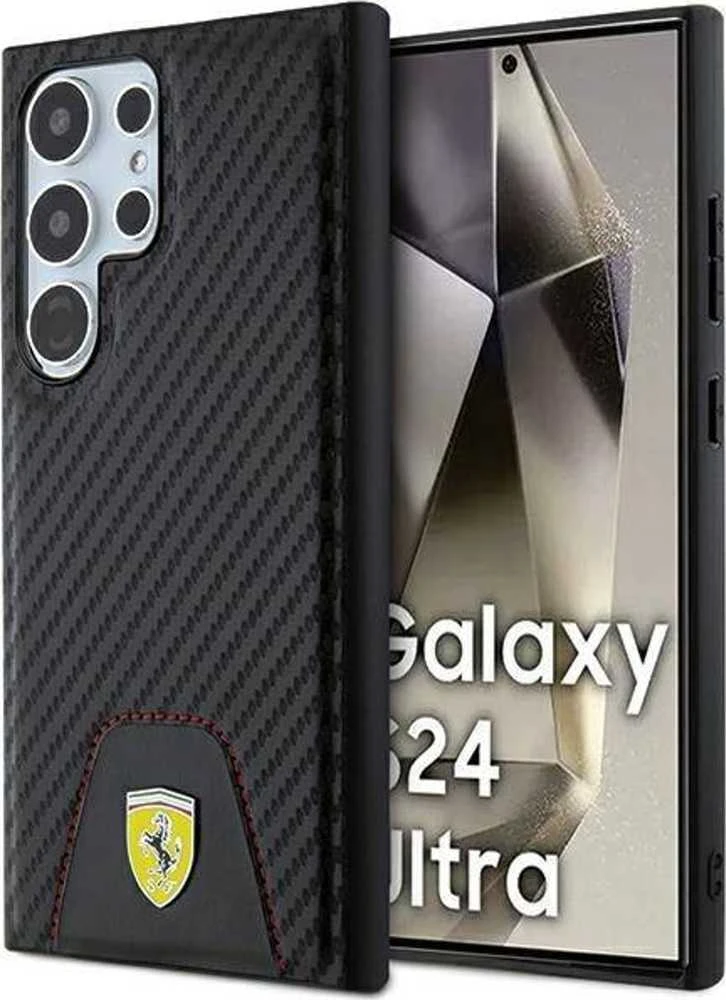 Ferrari FEHCS24LN3 PUK S24 Ultra S928 juodos spalvos kietas dėklas Carbon Stitched Bottom