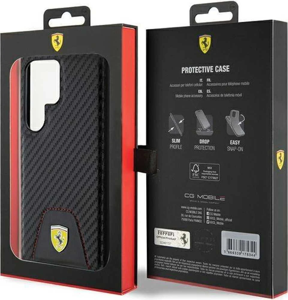 Ferrari FEHCS24LN3 PUK S24 Ultra S928 juodos spalvos kietas dėklas Carbon Stitched Bottom