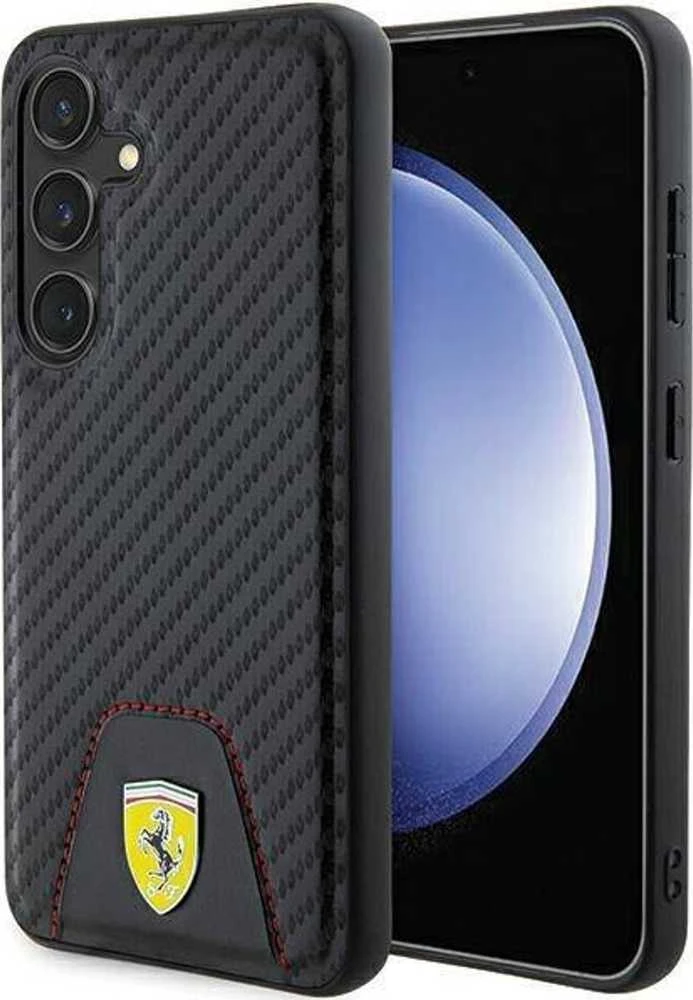 Ferrari FEHCS24SN3 PUK S24 S921 juodos spalvos kietas dėklas Carbon Stitched Bottom