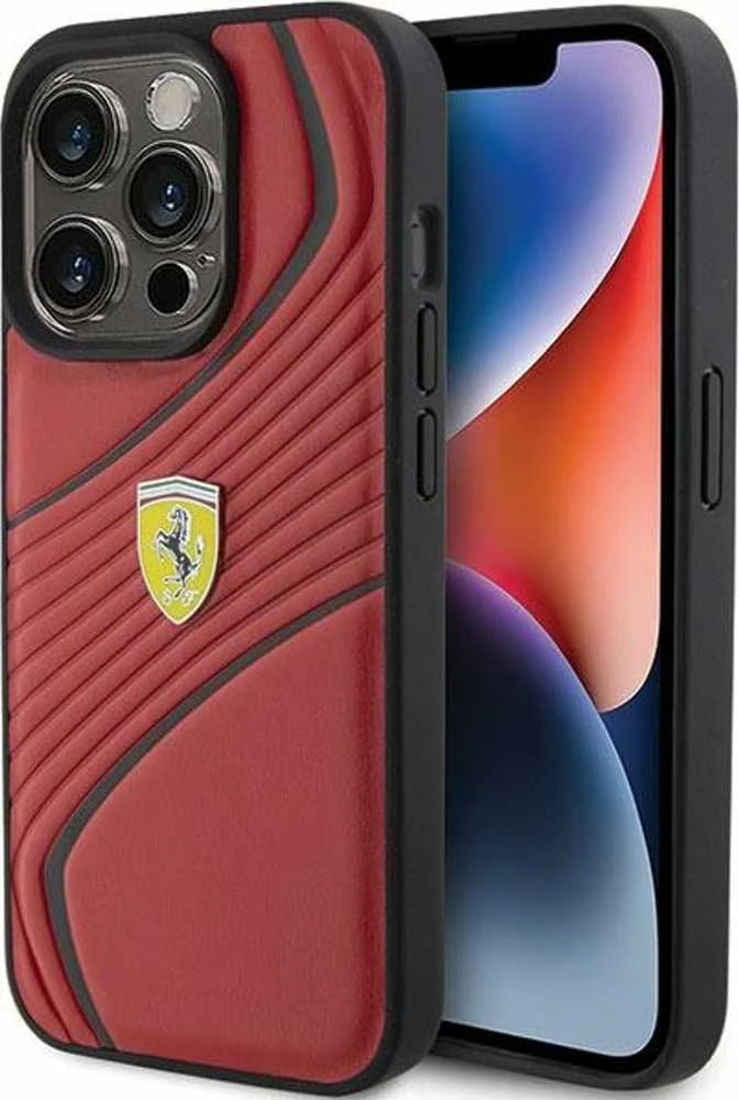 Ferrari FEHCP15LPTWR Apple iPhone 15 Pro 6.1″ red kietas dėklas Twist Metal Logo