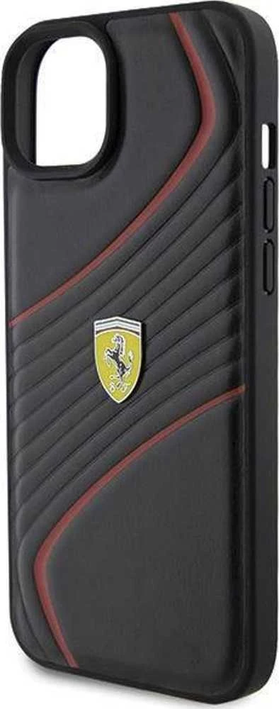 Ferrari FEHCP15MPTWK Apple iPhone 15 Plus /14 Plus 6.7″ juodos spalvos kietas dėklas Twist Metal Logo