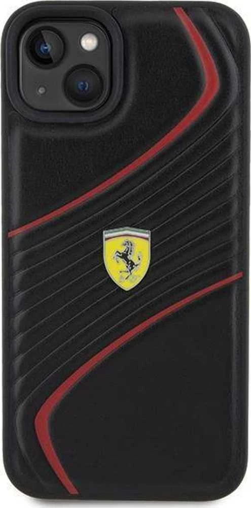 Ferrari FEHCP15MPTWK Apple iPhone 15 Plus /14 Plus 6.7″ juodos spalvos kietas dėklas Twist Metal Logo