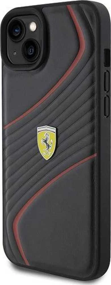Ferrari FEHCP15MPTWK Apple iPhone 15 Plus /14 Plus 6.7″ juodos spalvos kietas dėklas Twist Metal Logo