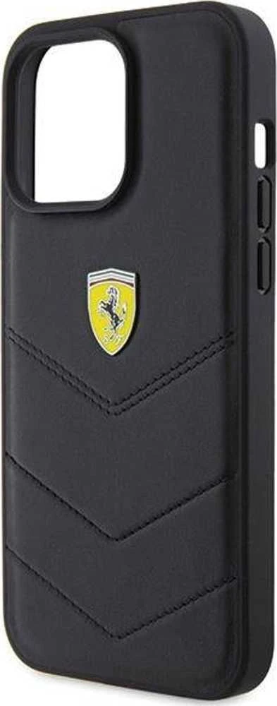 Ferrari FEHCP15XRDUK Apple iPhone 15 Pro Max 6.7″ juodos spalvos kietas dėklas Quilted Metal Logo