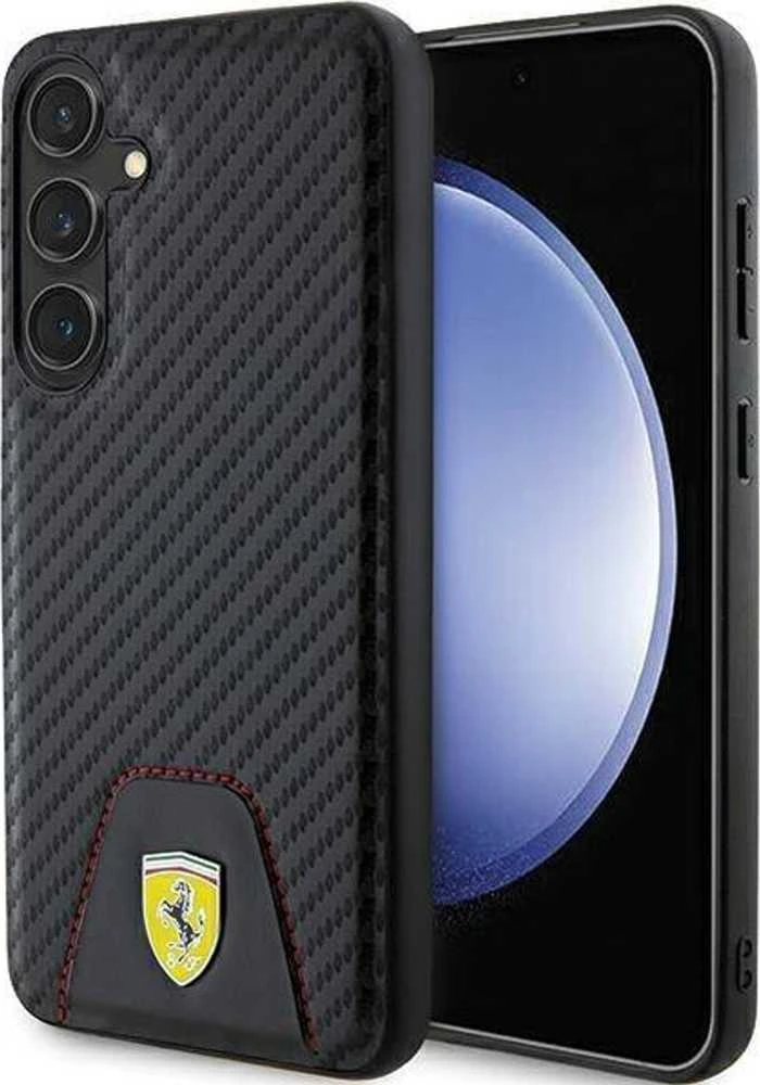 Ferrari FEHCS24MN3 PUK S24+ S926 juodos spalvos kietas dėklas Carbon Stitched Bottom