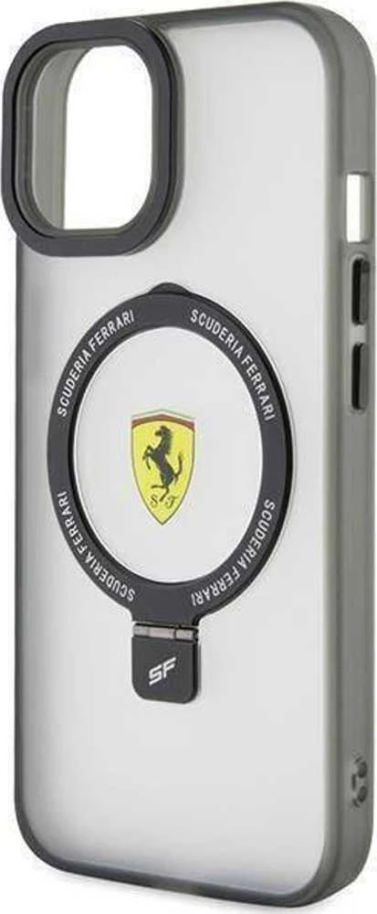 Ferrari FEHMP15SUSCAH Apple iPhone 15 / 14 /13 6.1″ skaidrus kietas dėklas Ring Stand 2023 Collection MagSaf