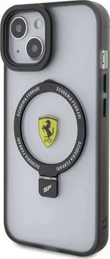 Ferrari FEHMP15SUSCAH Apple iPhone 15 / 14 /13 6.1″ skaidrus kietas dėklas Ring Stand 2023 Collection MagSaf