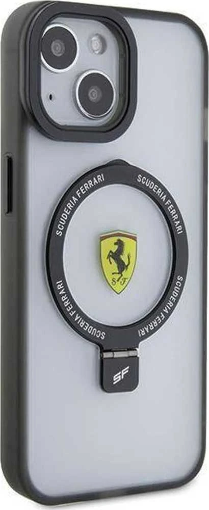 Ferrari FEHMP15SUSCAH Apple iPhone 15 / 14 /13 6.1″ skaidrus kietas dėklas Ring Stand 2023 Collection MagSaf