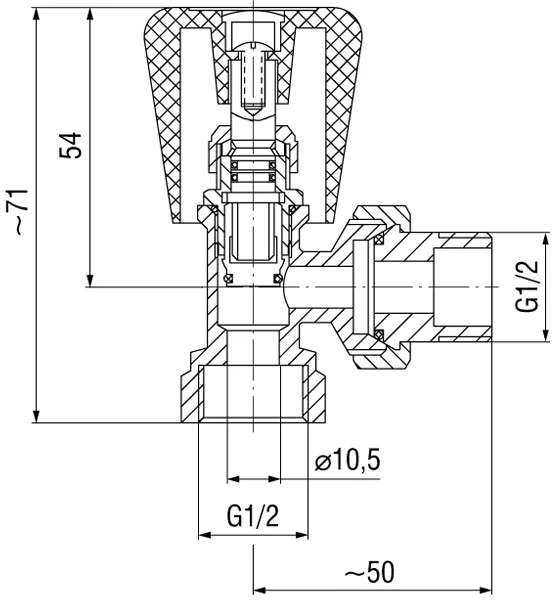 Ferro kampinis radiatoriaus vožtuvas 1/2'' ZG5Y